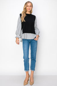 Winona Woven Shirt with Knitted Sweater