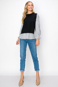 Winona Woven Shirt with Knitted Sweater