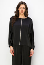 Load image into Gallery viewer, Wilma Satin Top with Diamond Trim