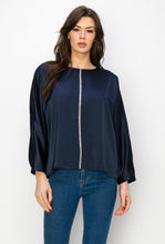 Load image into Gallery viewer, Wilma Satin Top with Diamond Trim