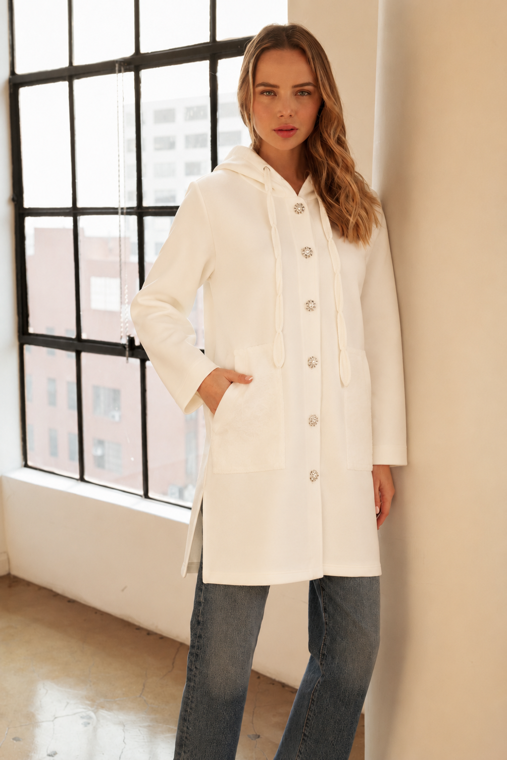 Francesca Stretch French Scuba Jacket with Studs