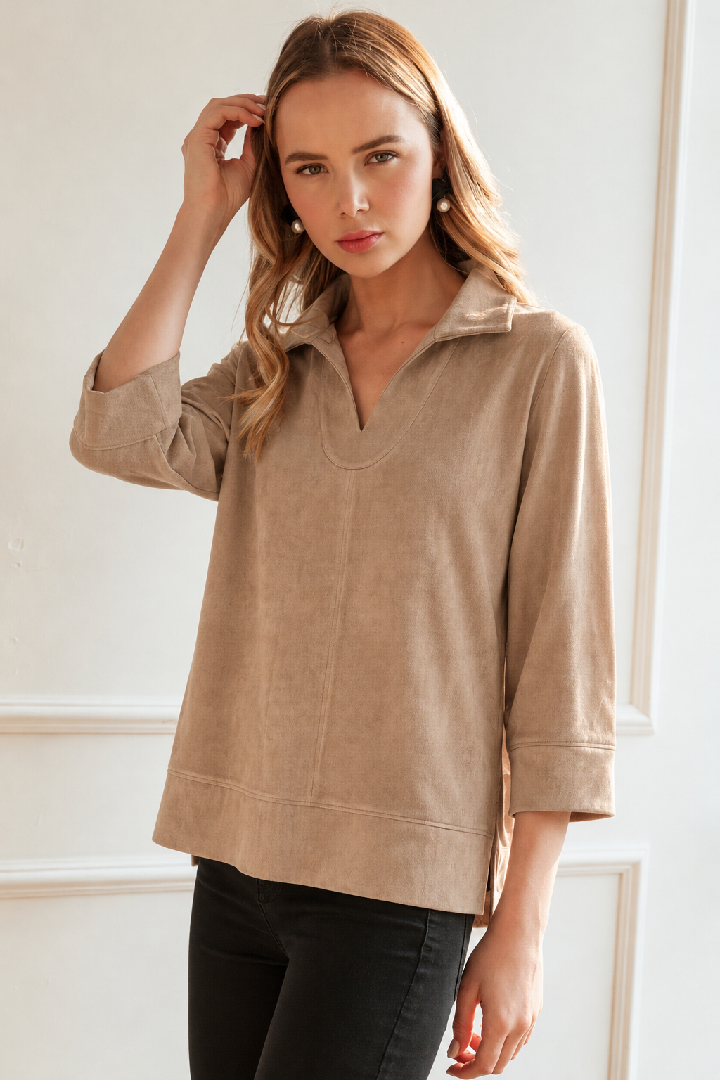 Addison Stretch Suede Top