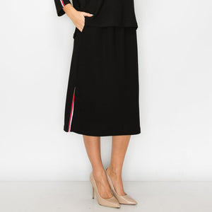Kassie Crepe Knit Skirt with Contrast Stripes