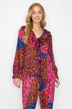 Load image into Gallery viewer, Wanice Cascade Ruffle Printed Charmeuse Top