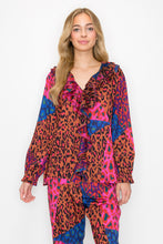 Load image into Gallery viewer, Wanice Cascade Ruffle Printed Charmeuse Top