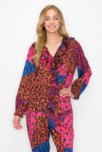 Load image into Gallery viewer, Wanice Cascade Ruffle Printed Charmeuse Top