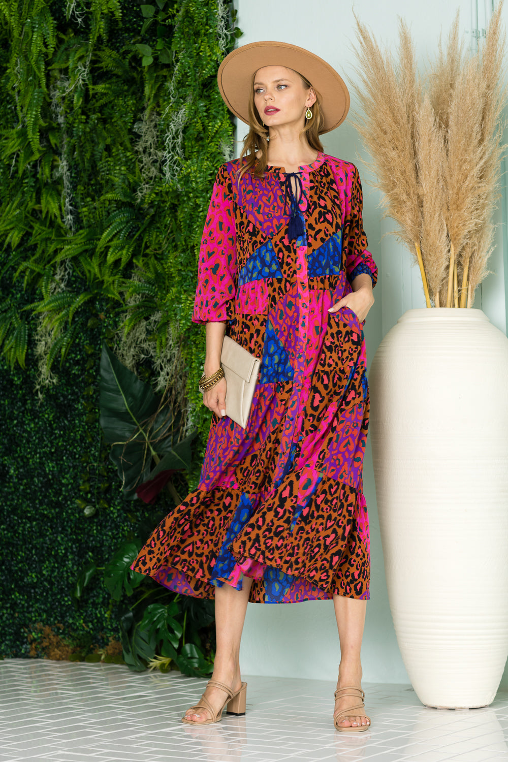 Waldina Printed Charmeuse Dress