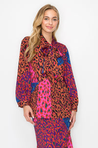 Walenna Printed Charmeuse Top