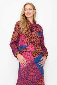 Walenna Printed Charmeuse Top