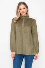 Load image into Gallery viewer, Willabella Suede Top with Ruffled Collar