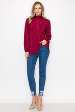 Load image into Gallery viewer, Willabella Suede Top with Ruffled Collar