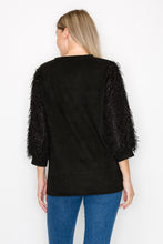 Load image into Gallery viewer, Abby Suede Top with Feathered Sleeves