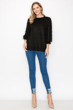 Load image into Gallery viewer, Abby Suede Top with Feathered Sleeves