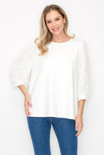 Load image into Gallery viewer, Abby Suede Top with Feathered Sleeves