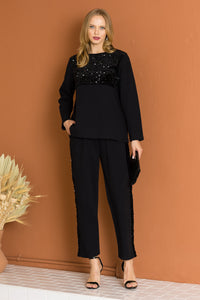 Kenna Knit Pant with Sequin Sparkles