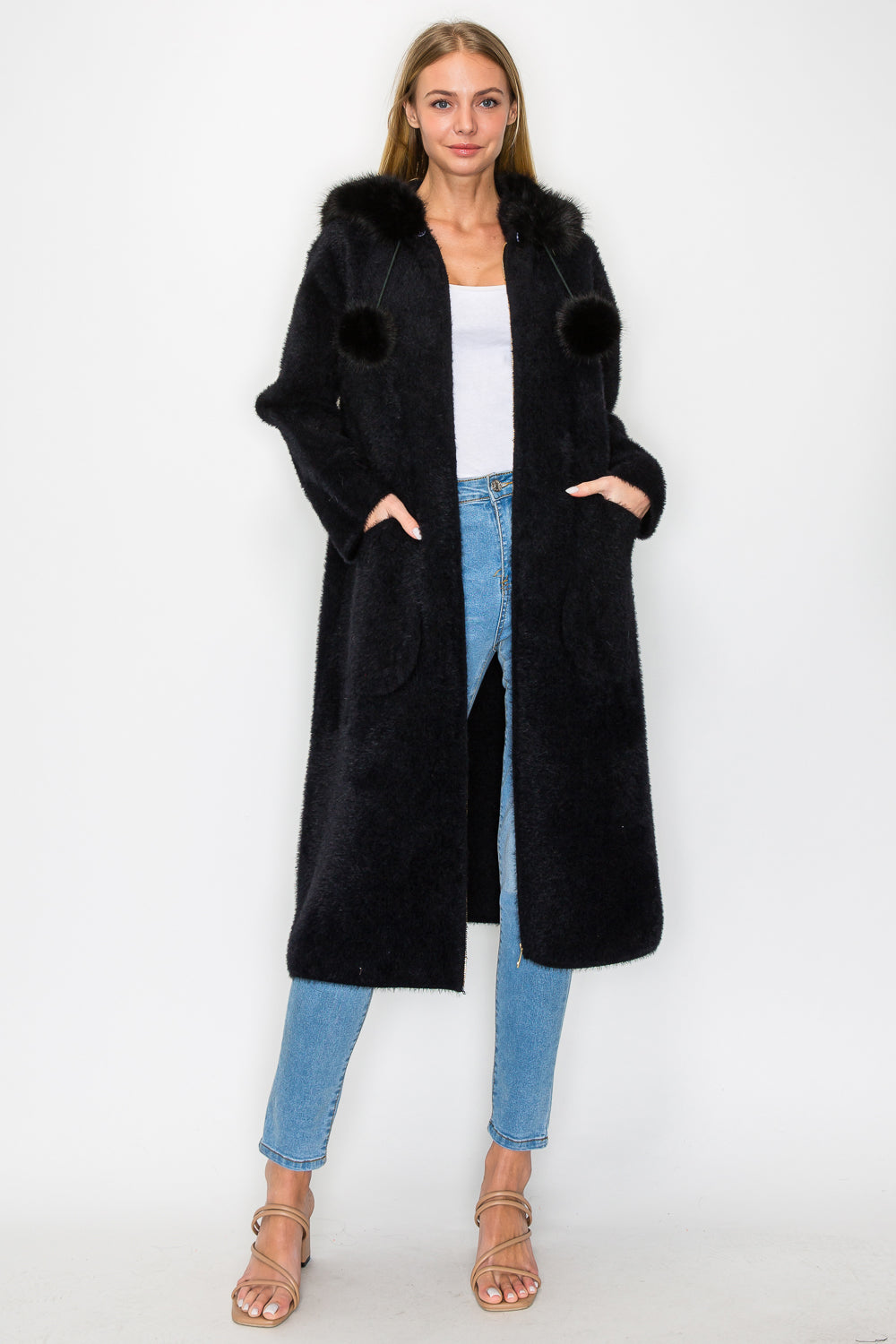 Suraya Brushed Coat with Fur
