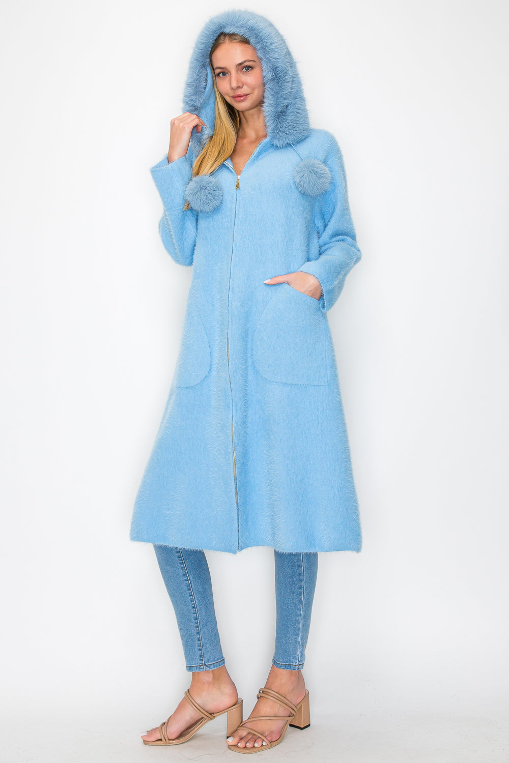 Suraya Brushed Coat with Fur
