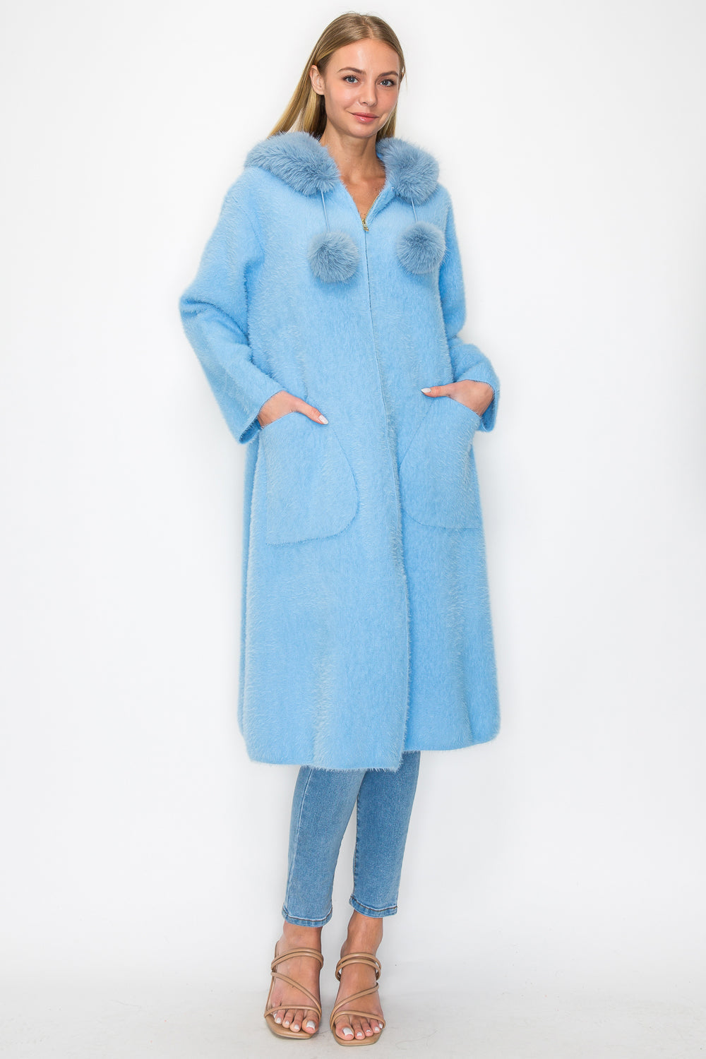 Suraya Brushed Coat with Fur