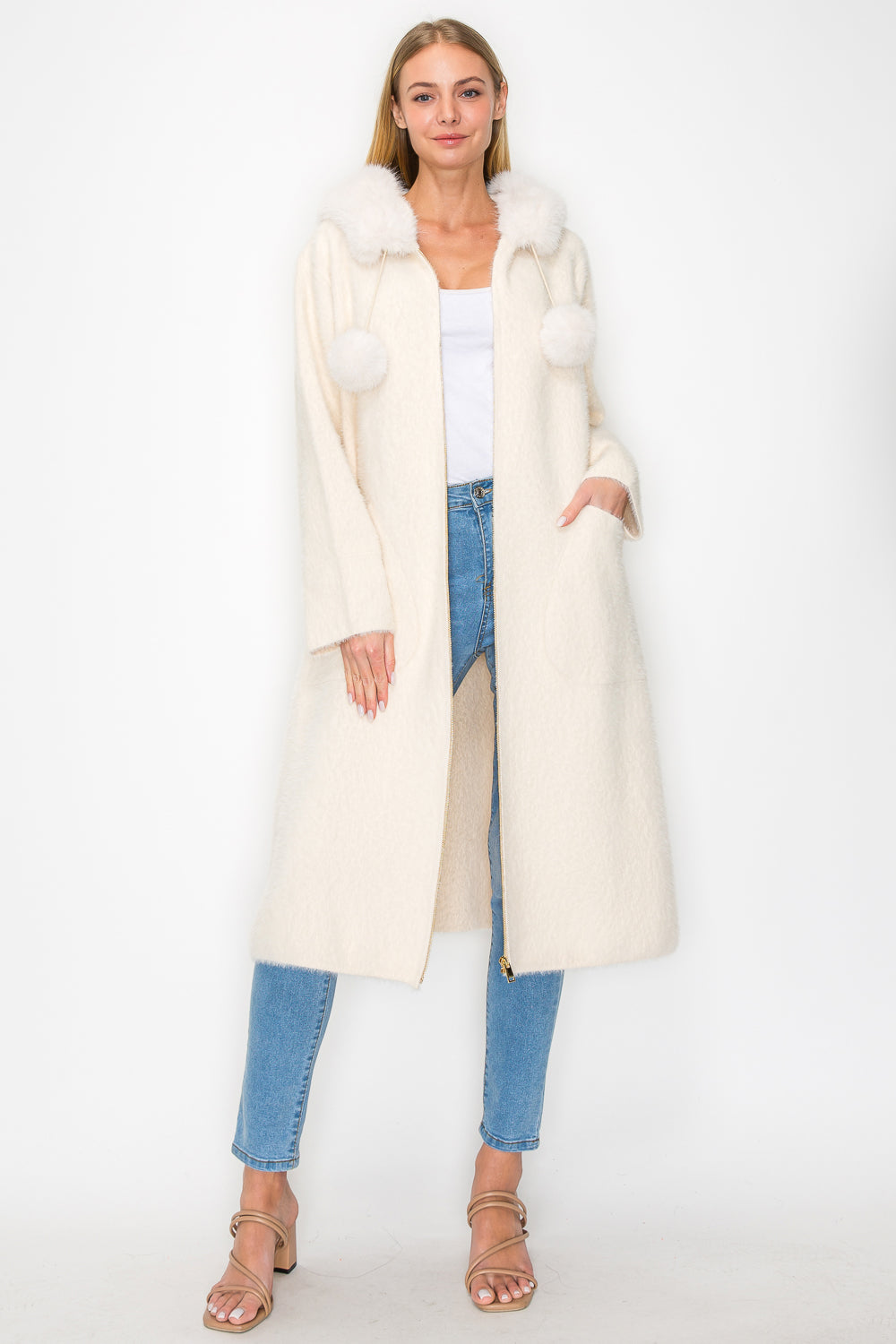 Suraya Brushed Coat with Fur