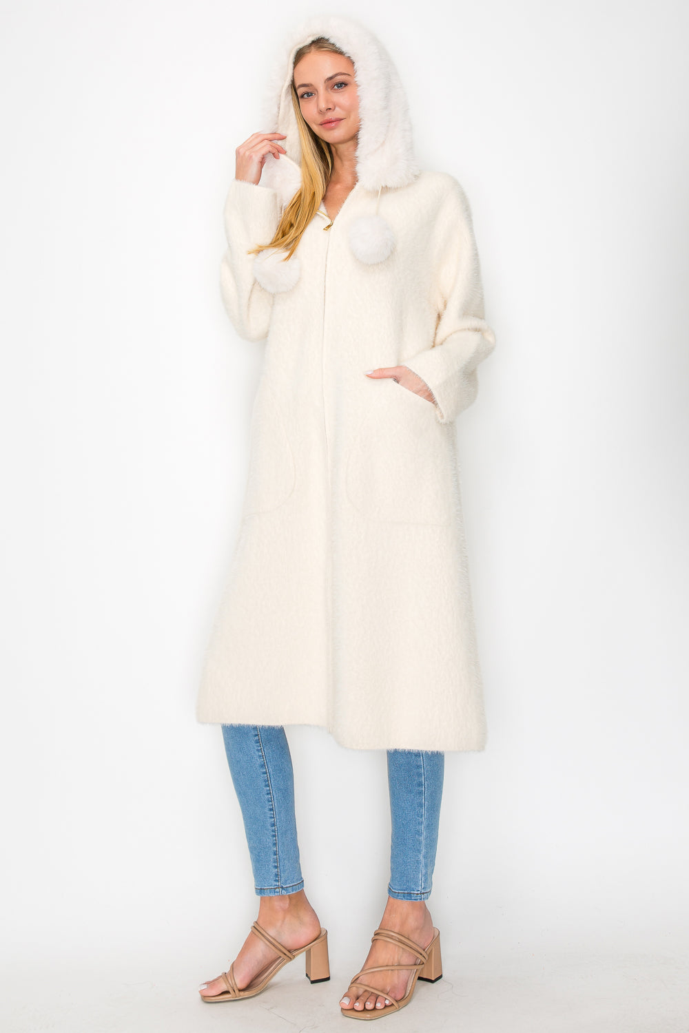 Suraya Brushed Coat with Fur