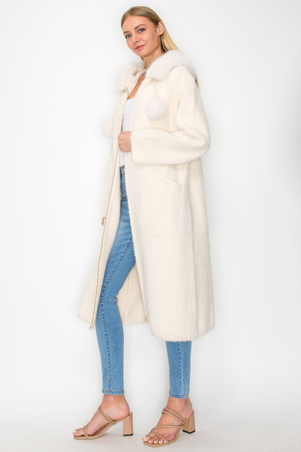 Suraya Brushed Coat with Fur