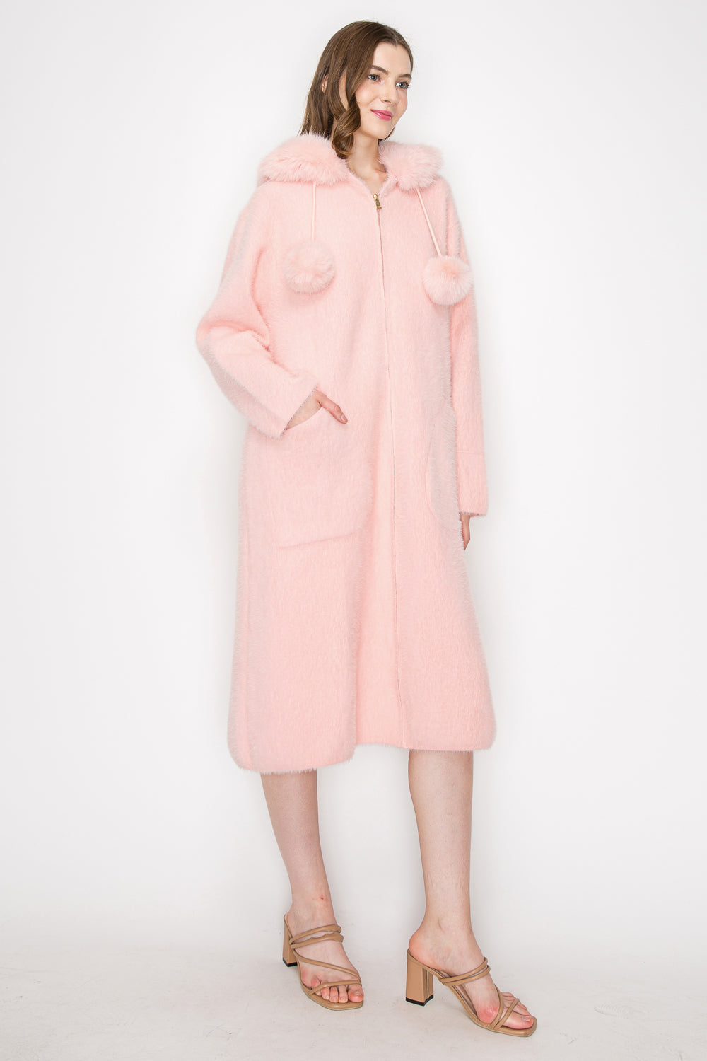 Suraya Brushed Coat with Fur
