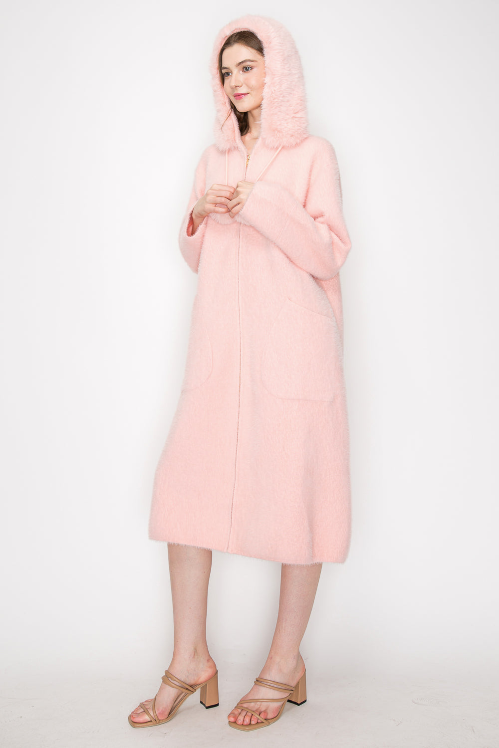 Suraya Brushed Coat with Fur