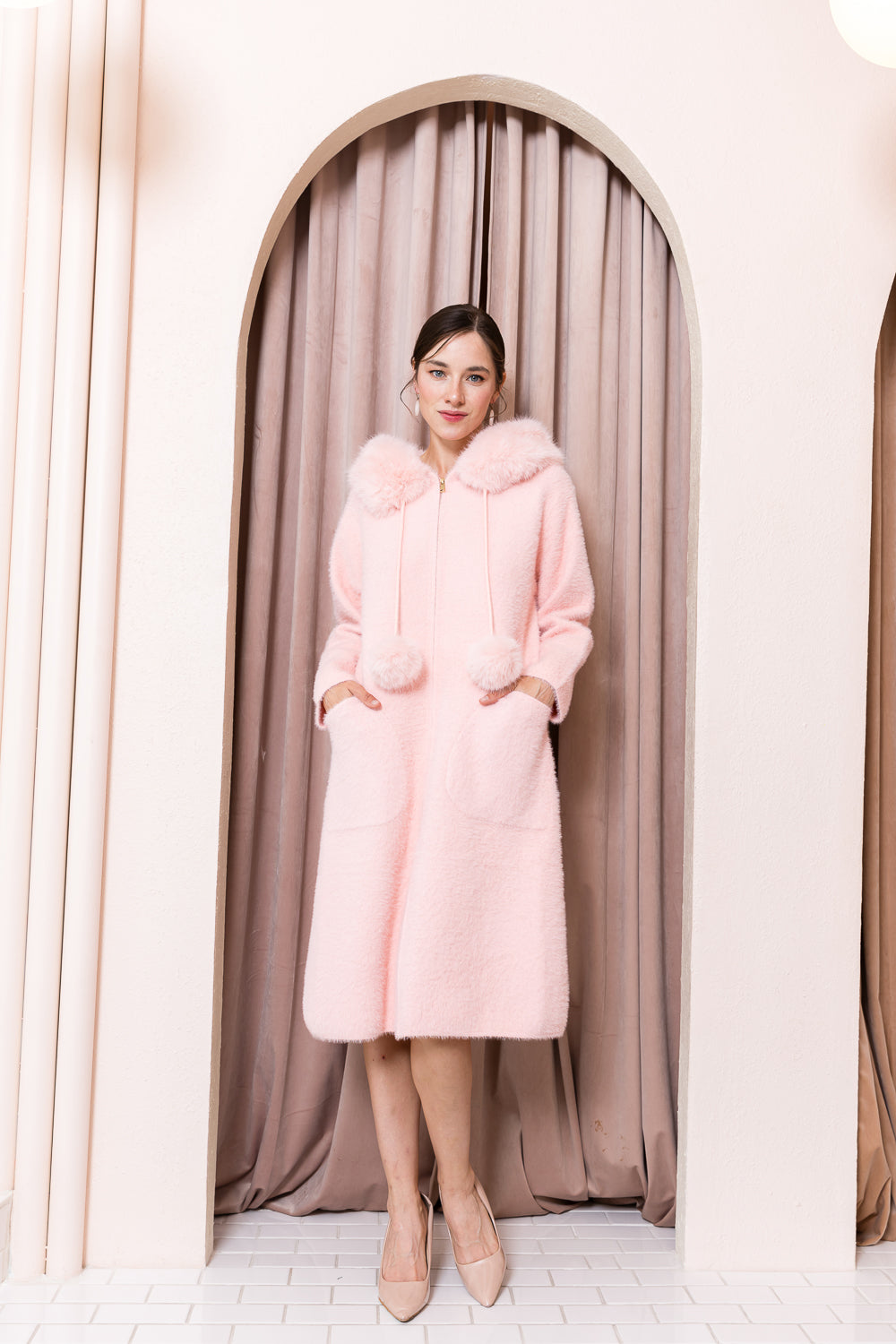 Suraya Brushed Coat with Fur