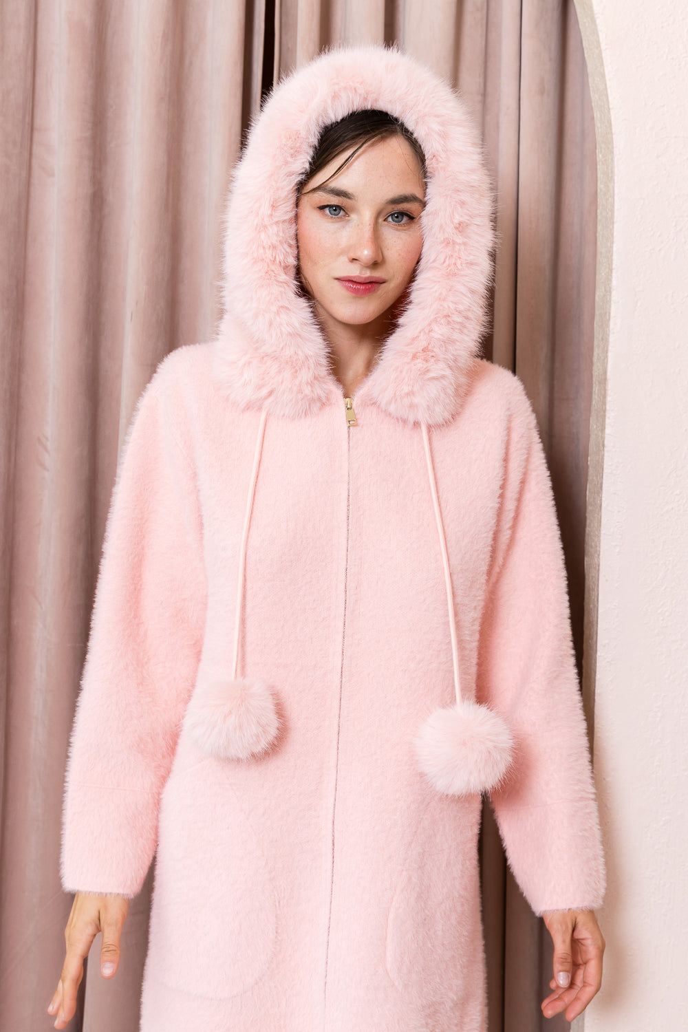 Suraya Brushed Coat with Fur