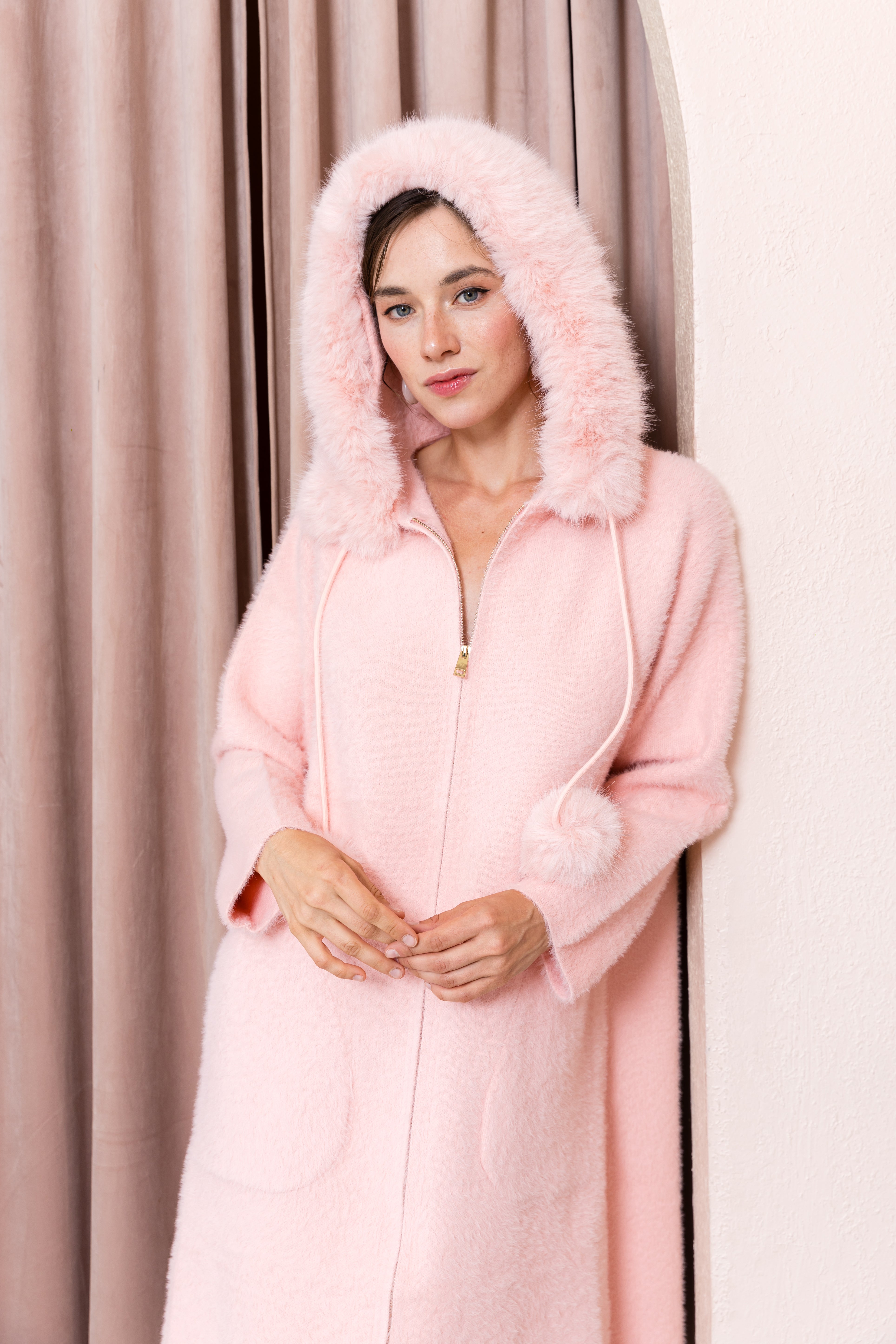 Suraya Brushed Coat with Fur