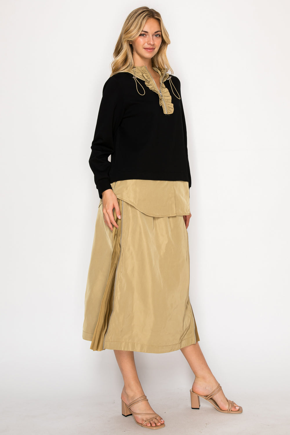Jelani Skirt with Pleated Zipper Sides