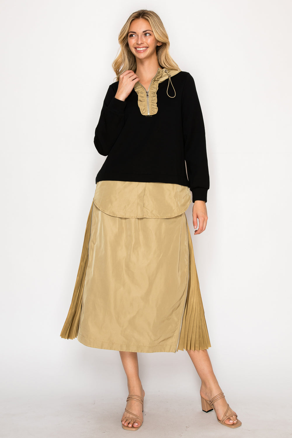 Jelani Skirt with Pleated Zipper Sides
