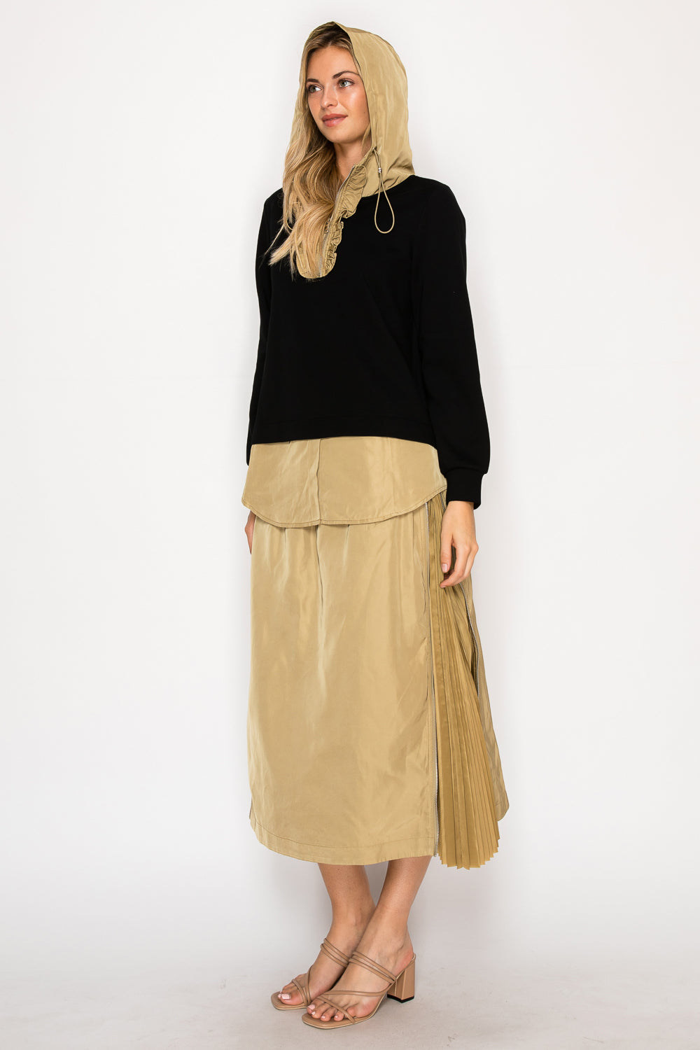 Jelani Skirt with Pleated Zipper Sides