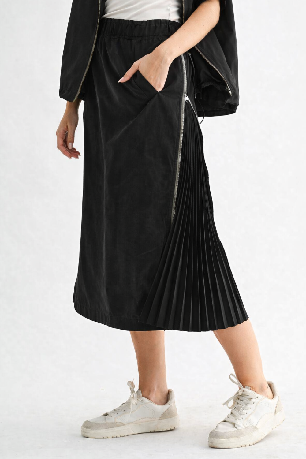 Jelani Skirt with Pleated Zipper Sides