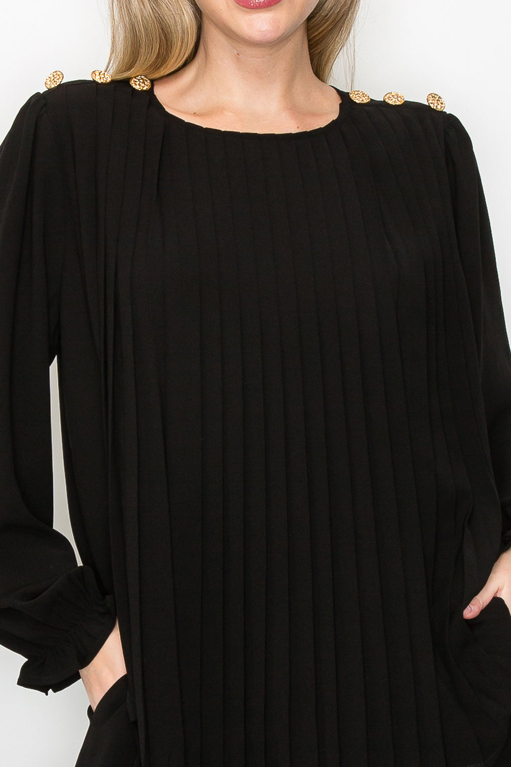 Jackie Woven Pleated Top