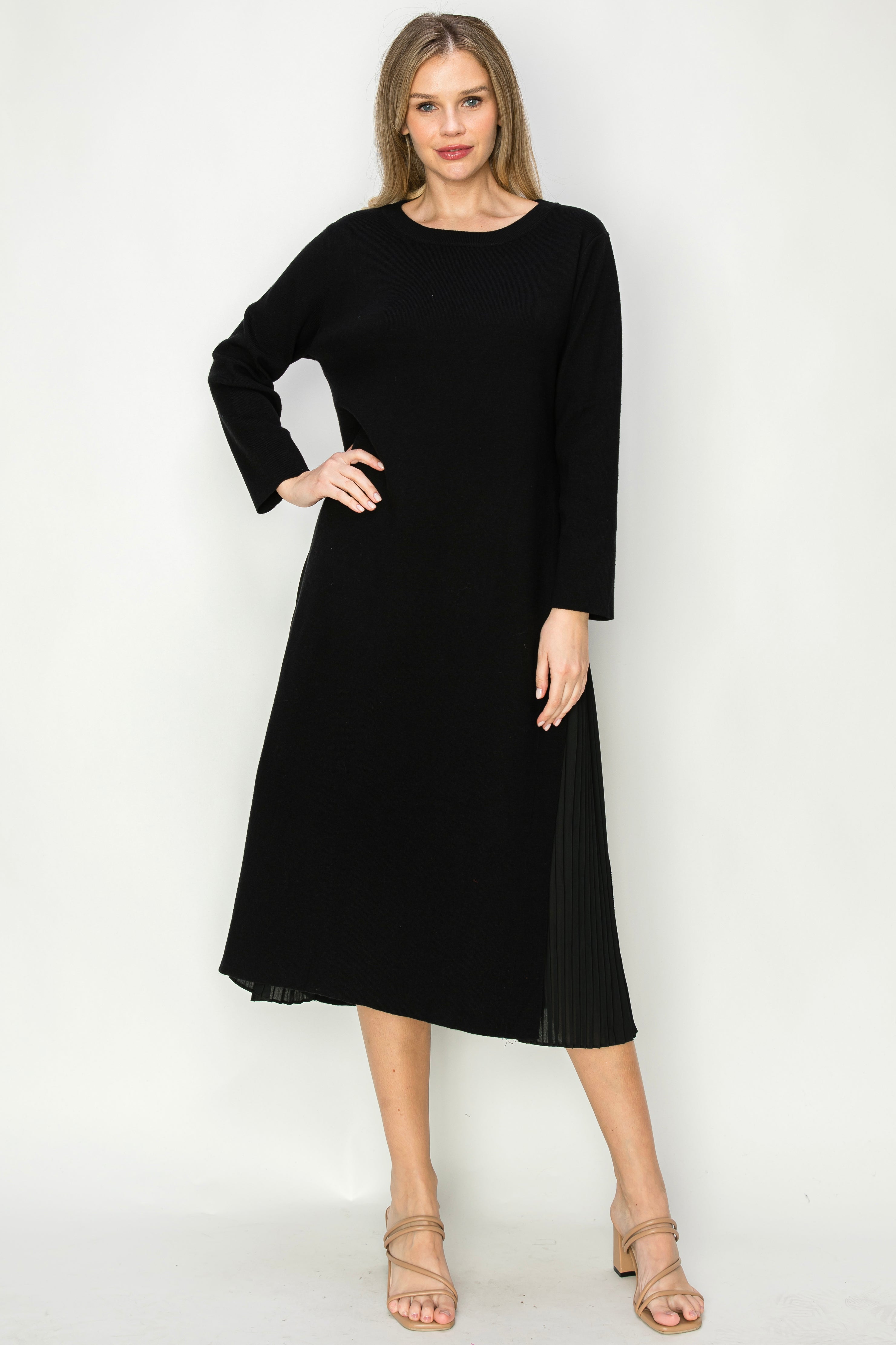 Sammy Knitted Dress with Pleated Chiffon