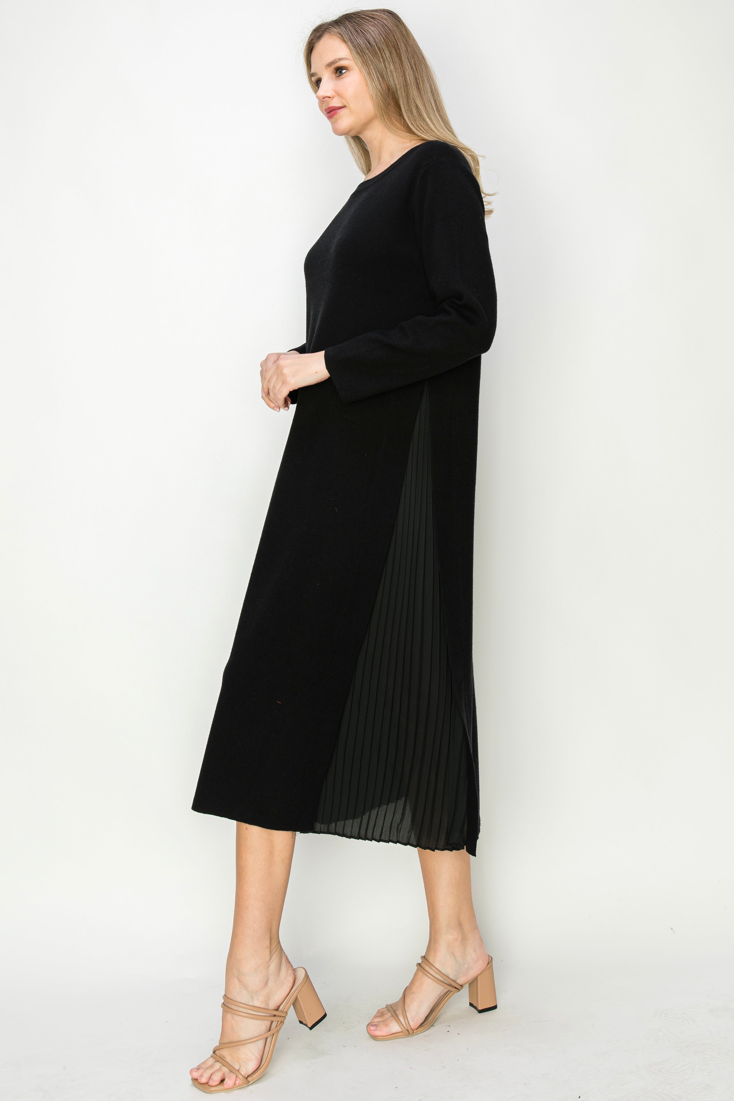 Sammy Knitted Dress with Pleated Chiffon