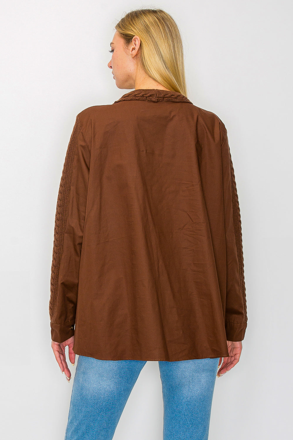 Jolie Knitted Sweater with Cotton Poplin Mix