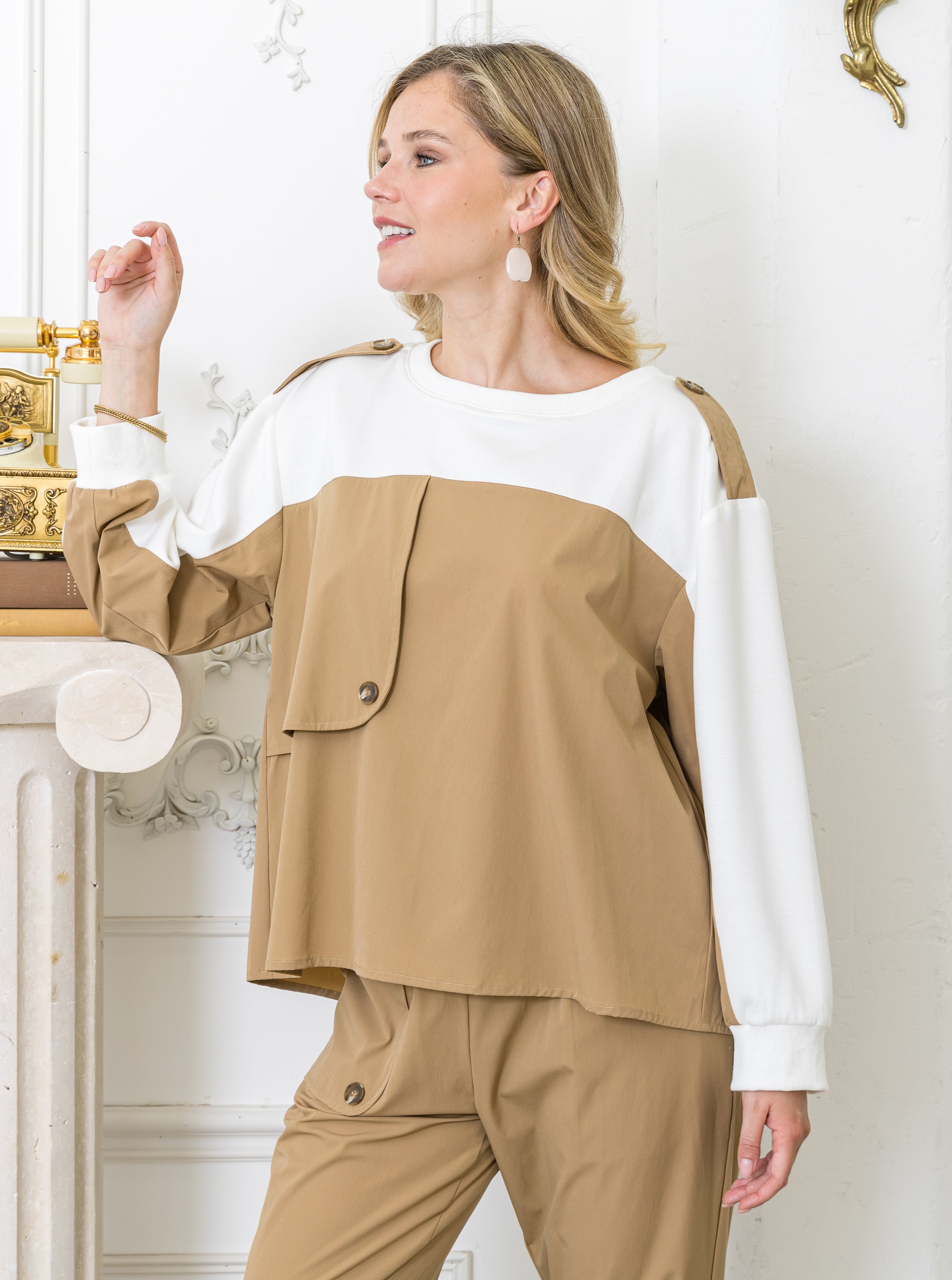 Kamila Stretch Woven & Knit Colorblock