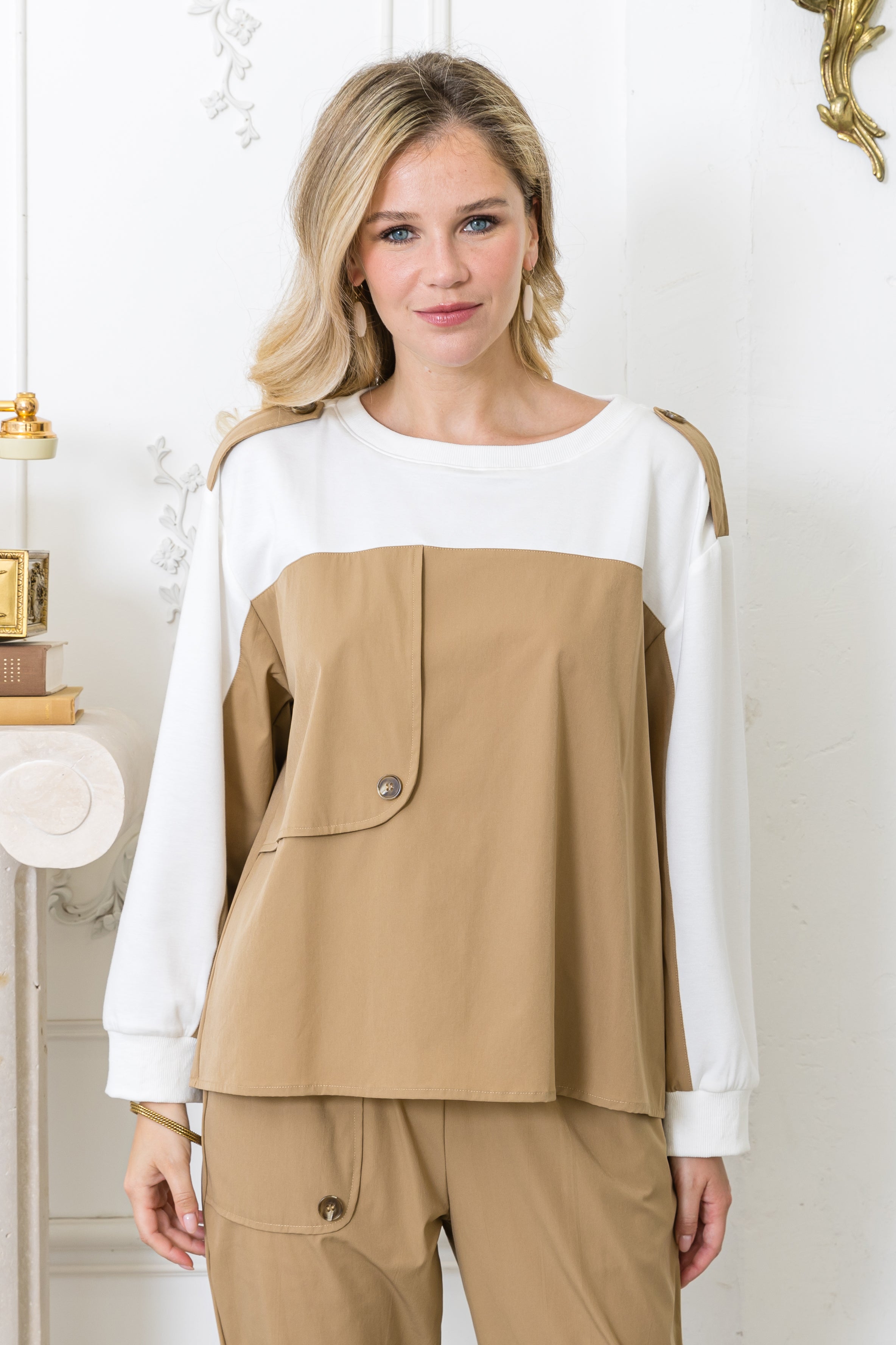 Kamila Stretch Woven & Knit Colorblock