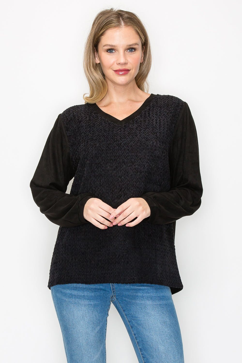 Alexa Stretch Suede Textured Top
