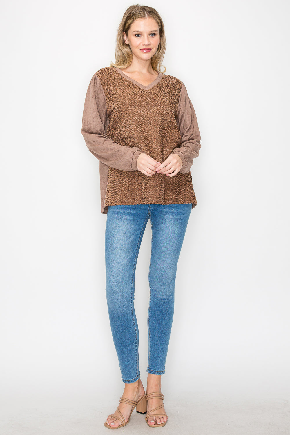 Alexa Stretch Suede Textured Top