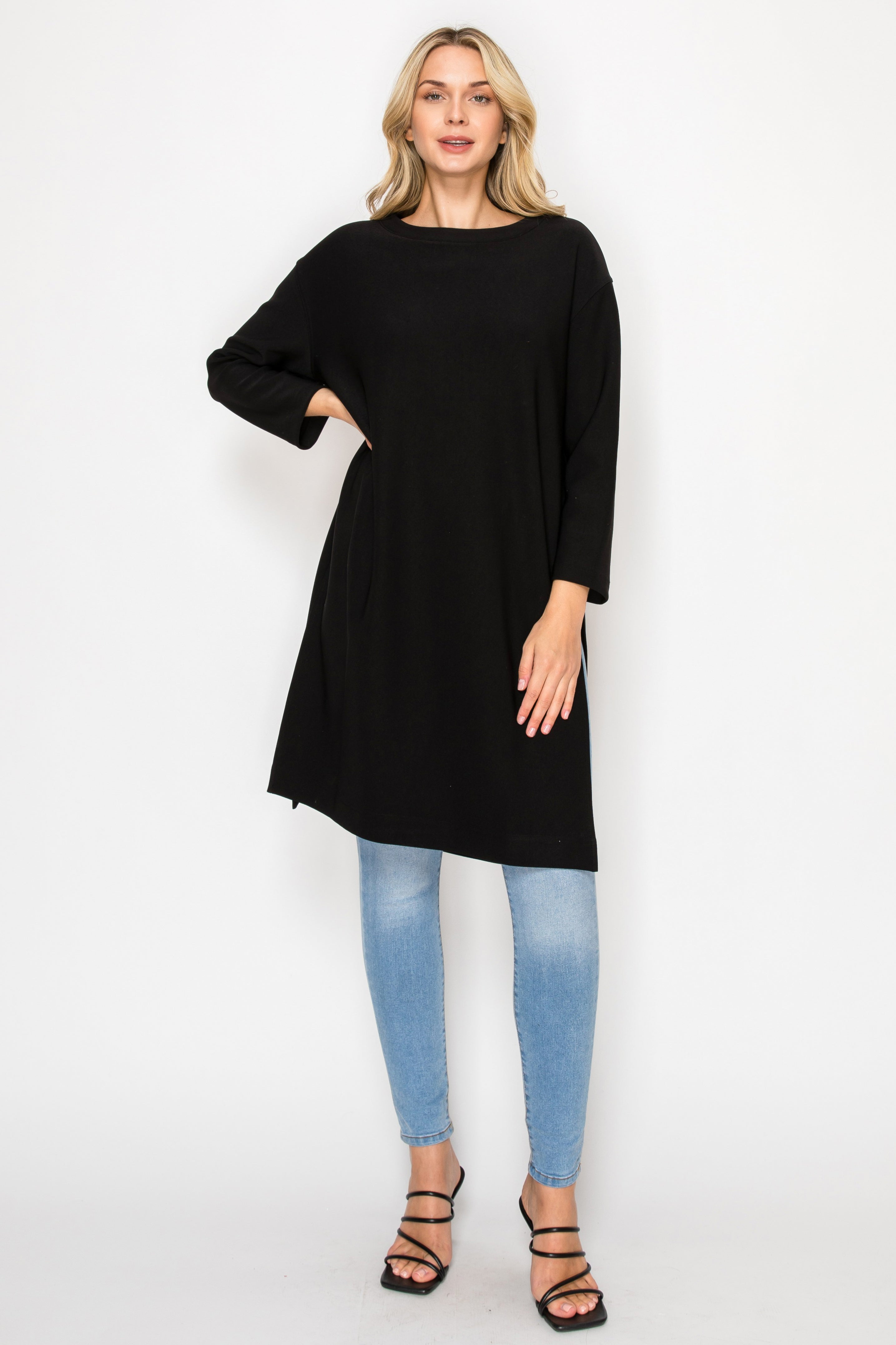 Kenna Stretch Crepe Knit Tunic Top