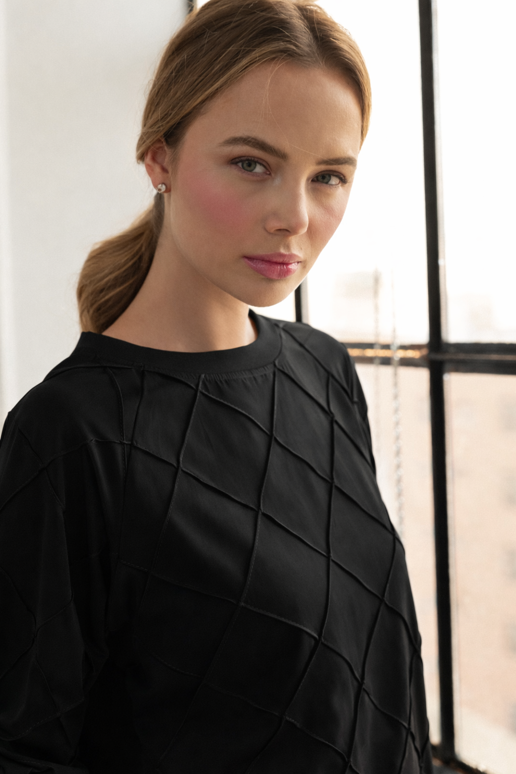 Jacob Stetch Knit Pointe with Textured Woven Top