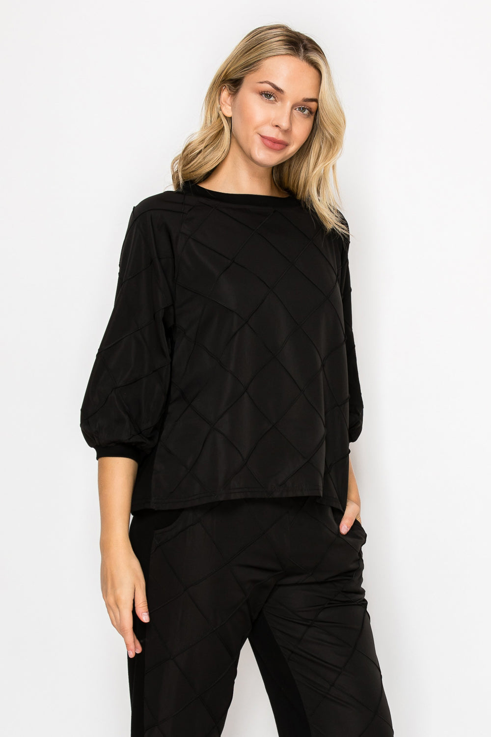 Jacob Stetch Knit Pointe with Textured Woven Top