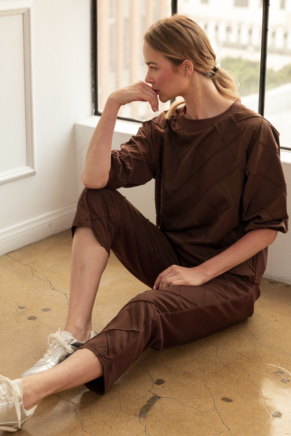 Jacob Stetch Knit Pointe with Textured Woven Top