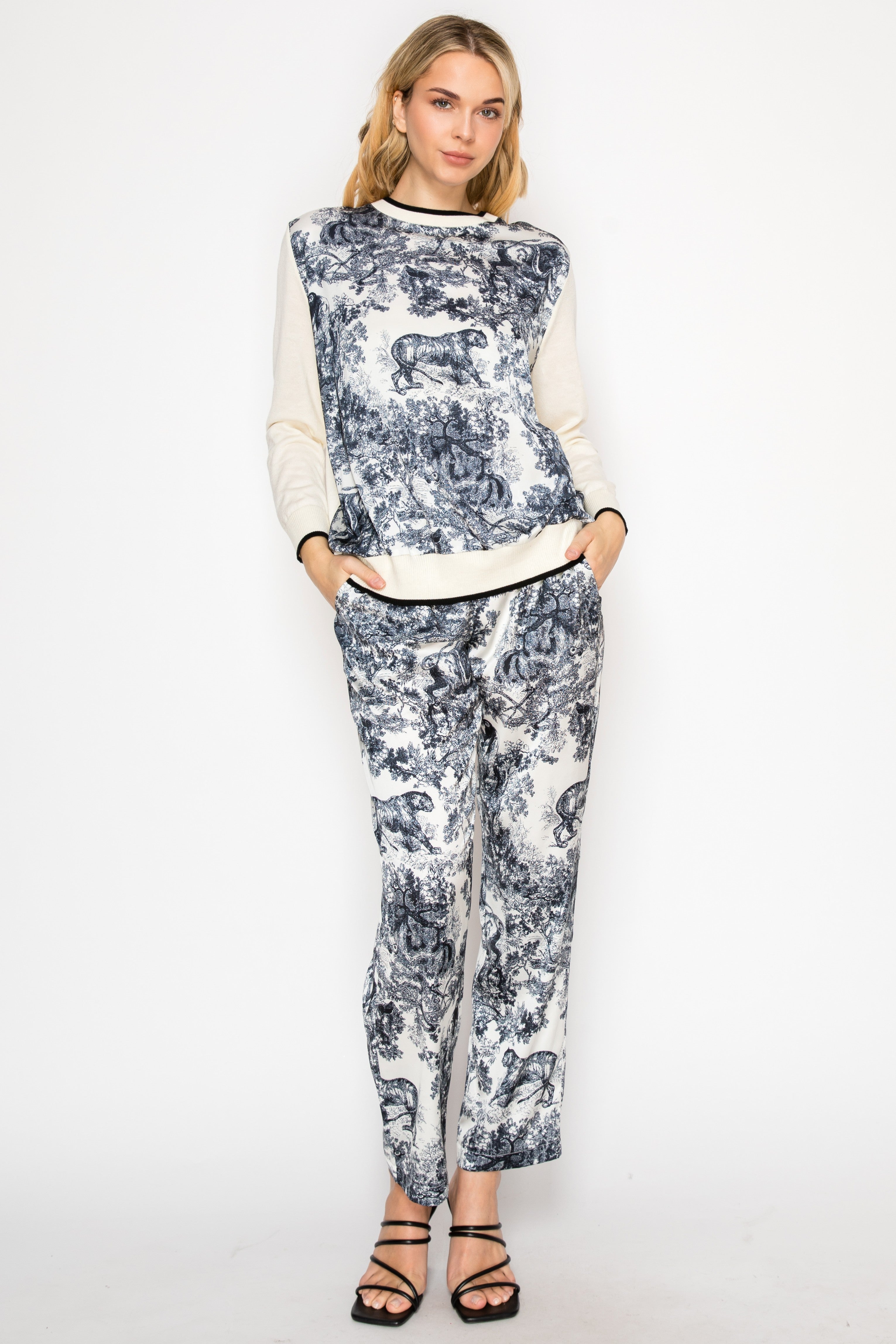 Sayuri Satin with Knitted Sweater Top