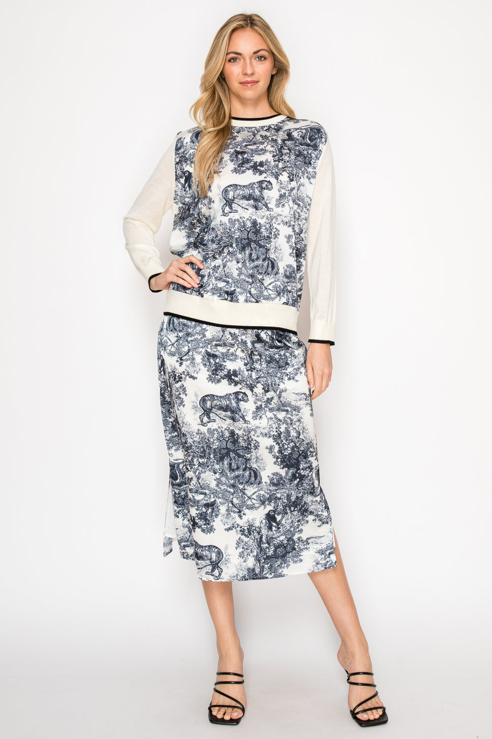 Sayuri Satin with Knitted Sweater Top