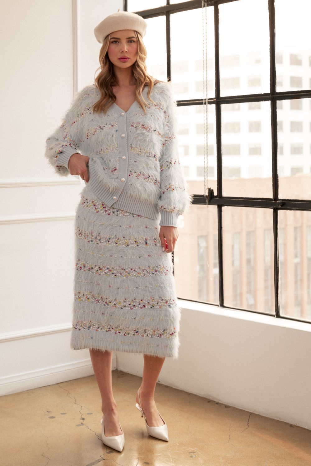 Sonata Feathered Fur Sweater Skirt