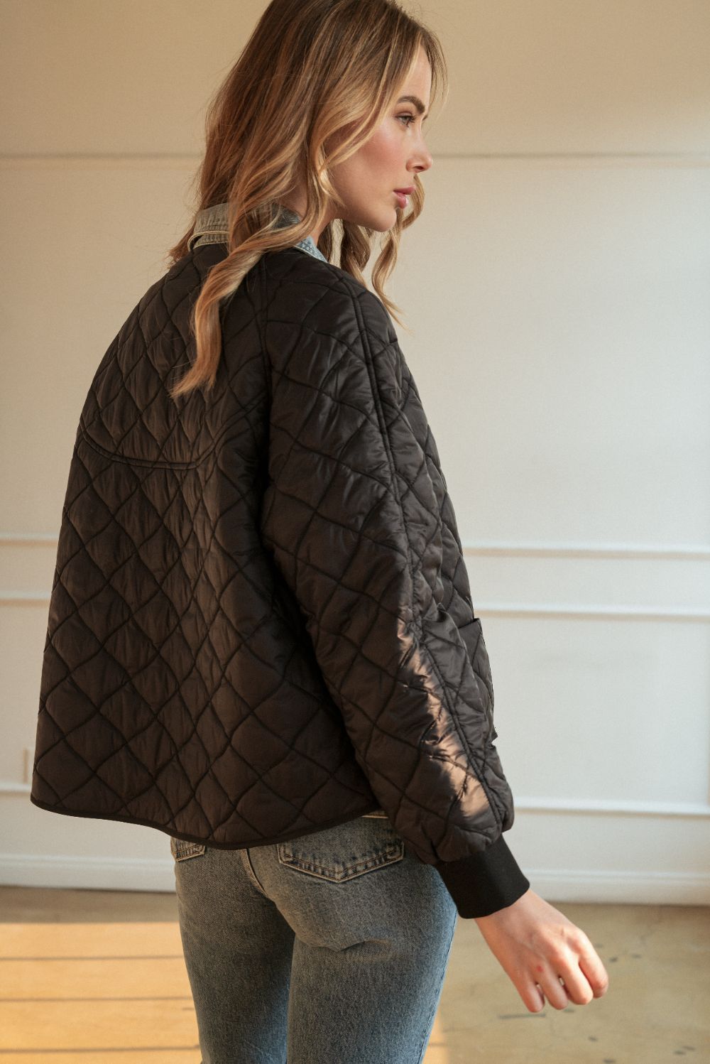 Janiel Puffer Jacket with Denim Combo